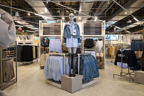 Denim products on display in Primark Orlando store